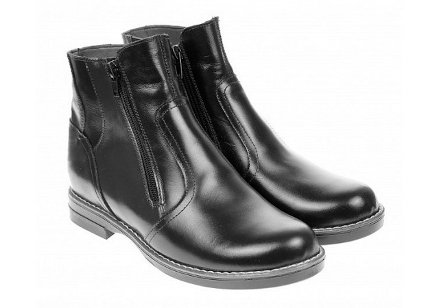 Ghete dama casual din piele naturala box imblanite Negru G25NEGRU
